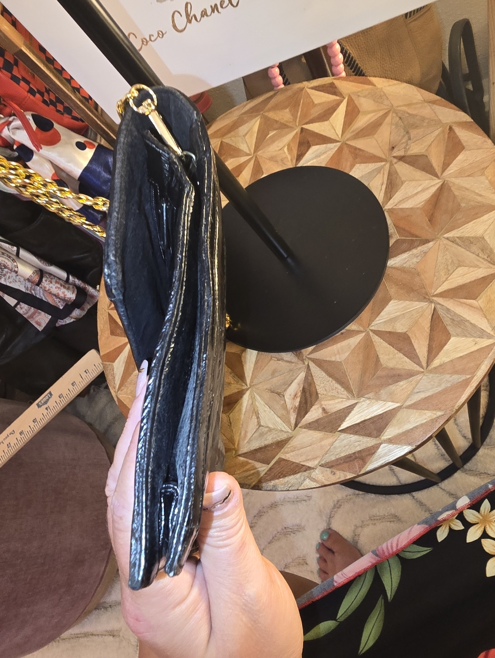 Victory Black Quilted Chain-Handle Shoulder Bag/Clutch 100% Eel Skin - Picture 12 of 14